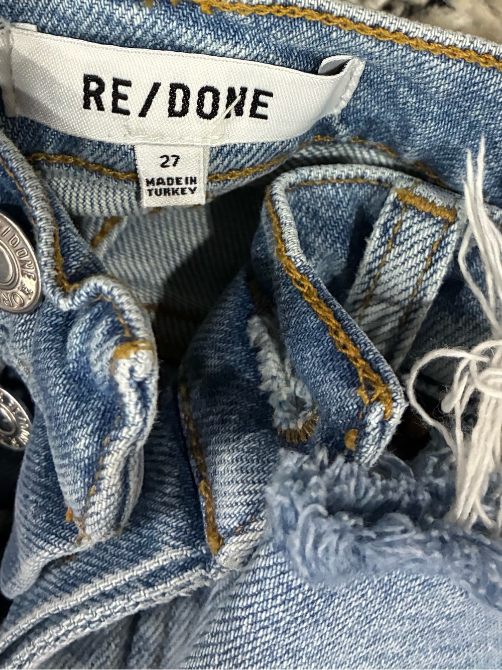 NWOT Re/Done Light Blue High-Rise Wide Leg Jeans with Frayed Hem - Picture 3 of 6